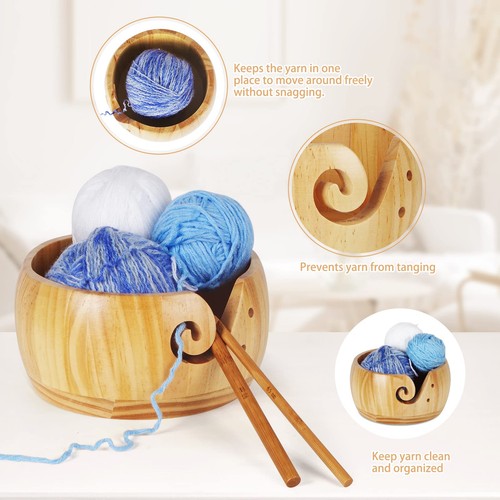 Wooden yarn bowl wool - yarn,