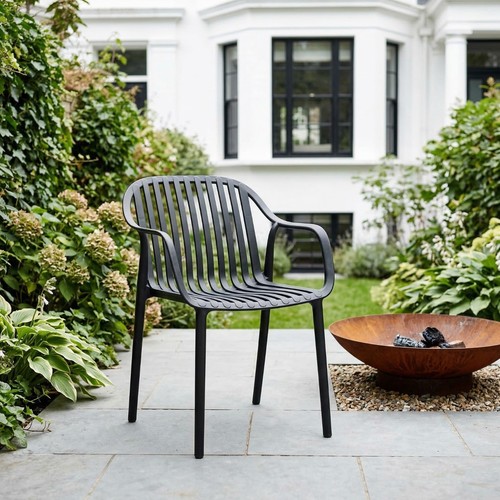 Modern black plastic armchair - black,