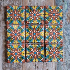 9 x  Ceramic Mexican Tiles Linaria Tc -  SMALL SIZE 5 x 5 cms
