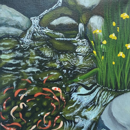 Koi fish pond acrylic - koi,