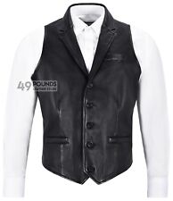 Men's Real Leather Waistcoat Black Party Fashion Classic Designer Soft Napa 3530