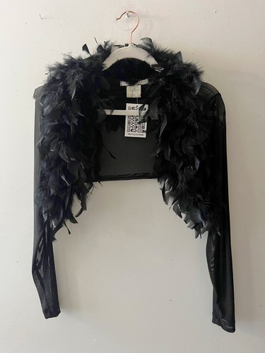 Black feather mesh - feather, bolero
