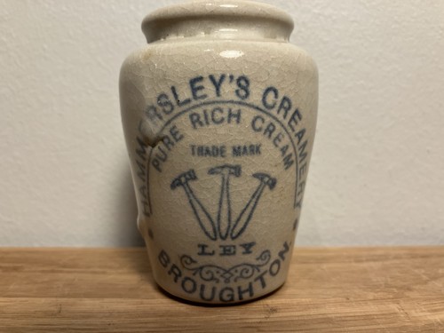 Pictorial cream pot crock - cream,