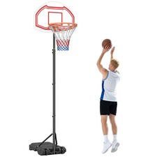 HOMCOM Outdoor Adjustable Basketball Hoop Stand w/ Wheels and Stable Base, Red