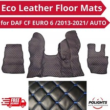 Set of Black & Blue Eco Leather Floor Mats for DAF CF EURO 6 2013-2021 AUTO