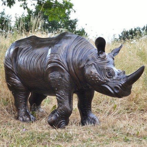 Rhino metal garden sculpture