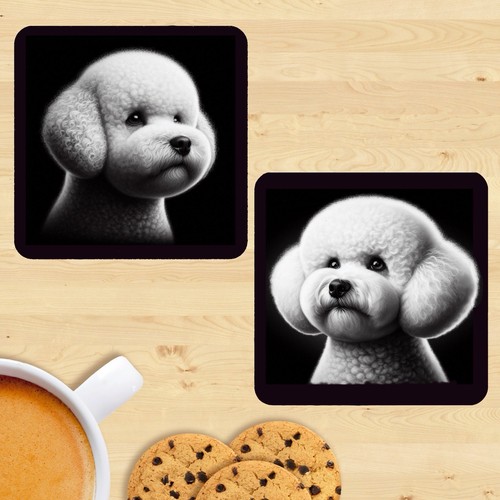 Bichon frise dog coasters set - bichon,