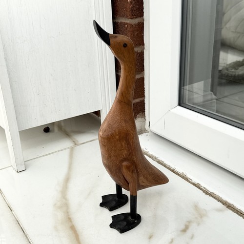 Wooden duck ornament sculpture - ornament,