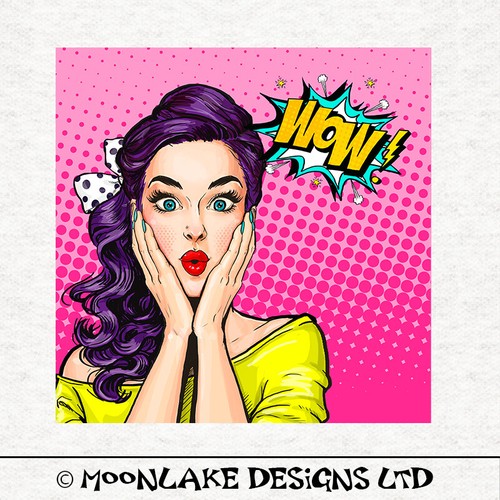 Female wow pop art fabric - wow,,