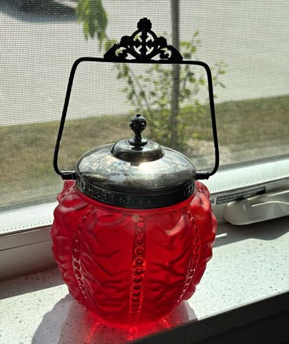 Antique red glass round - antique,