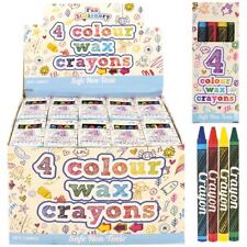 Box of 50 cryons Pack of 4 each Mini Colouring Wax Crayons Kids Party Bag filler