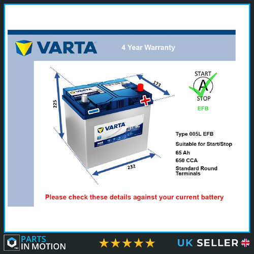 Efb car battery n65 - efb, varta