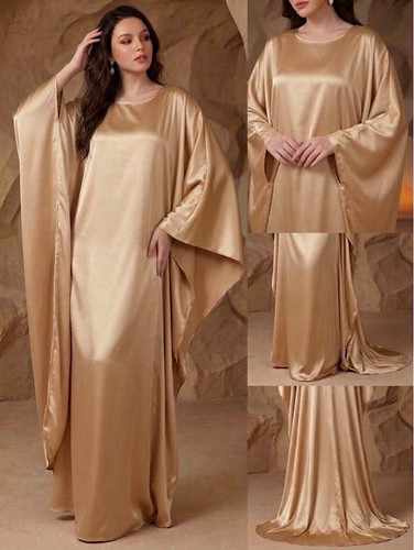 Gold satin butterfly - satin, abaya