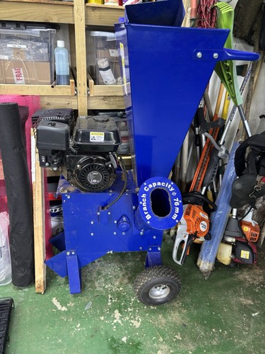 Blue petrol wood chipper - petrol,
