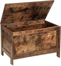 Rustic Wooden Storage Bench Chest with Lid - Toy Box Seat, Supports 100kg