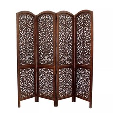 Antique Style Furniture Handcraft Wooden Partition Screen Room Divider 4 Panels