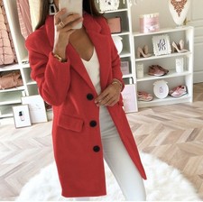 Autumn Women's Trench Coat Lapel Long Sleeve Solid Cardigan Blazer Jacket