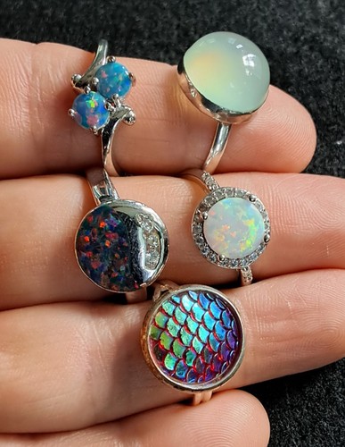 Opal mermaid moonstone rings - opal,