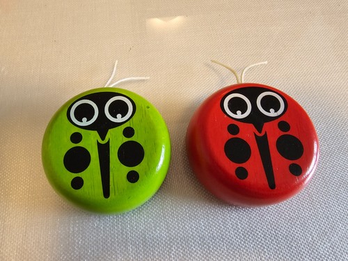 Vintage pair wooden ladybug - vintage,