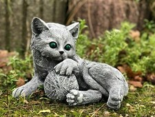 Stone figure cat Tiffy frost-proof garden decoration cast stone weatherproof garden figure