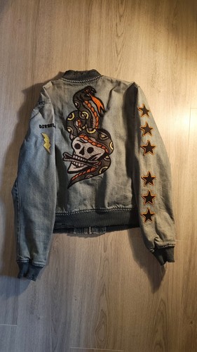 Denim bomber jacket with