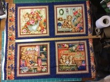 Buddy Bears Teddy Bears Cushion Panels Cotton Quilting Fabric - 4 Panels