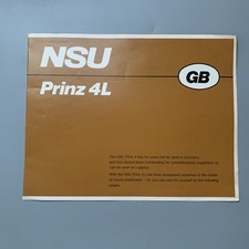 NSU Prinz 4 L 1969 Specification Upgrades UK Market Foldout Sales Brochure