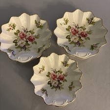 Vintage Old Foley James Kent Ltd Harmony Rose Scalloped Candy Dishes x 3