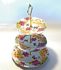BUTTERFLY VINTAGE FLORAL DISPLAY CAKE STAND 3 TIER CUPCAKE WEDDING PLATE TEA