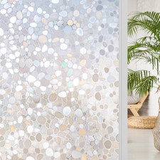 rabbitgoo Rainbow Frosted Window Film Privacy Stained Cling Static Glass Sticker