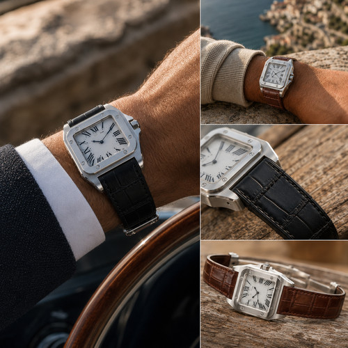 Cowhide leather watch strap - watch,