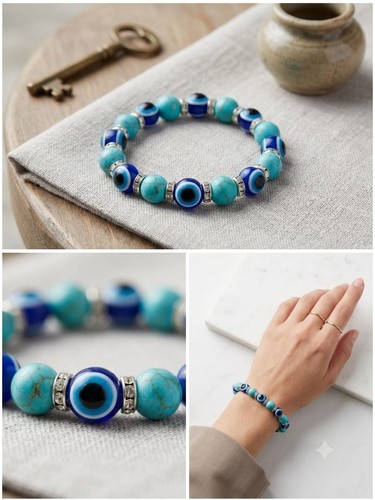 Turquoise stone evil - eye, bead
