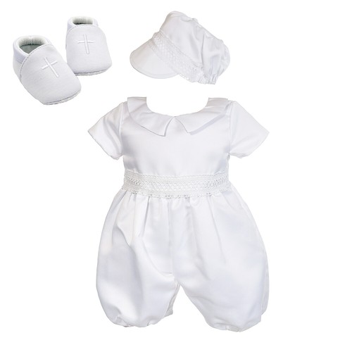 Boys white satin christening - white,