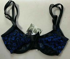 Cosmopolitan Blue Lace Pattern Under Wire Sheer Bra Size 30DD BNWT