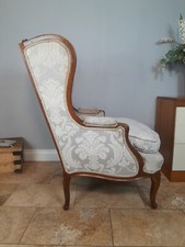 French Louis XV Style Carved Oak Antique Armchair Delivery Available 
