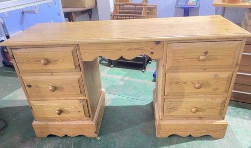 Seven drawer pine desk - drawer,