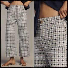 Maeve The Colette Dobby Jacquard Crop Pants SIZE 28 Navy Combo Check Floral
