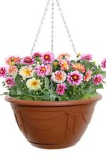 Venetian Hanging Planter Flower 32cm Basket Garden Plastic Plant Pot With Chain