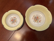 VINTAGE 7 piece  JOHNSON BROS "PAREEK"  YELLOW/ FLORAL DESSERT SET