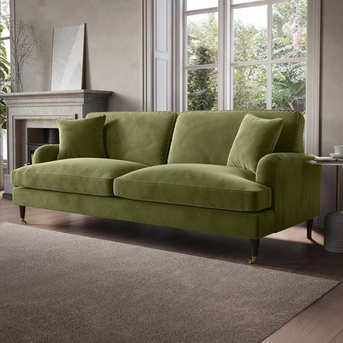 Olive green velvet - velvet, seater