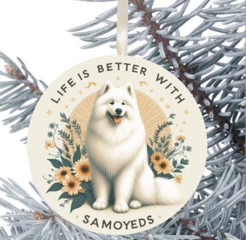 Samoyed dog hanging bauble - samoyed,