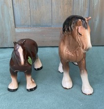 Vintage Melba Ware 2 Horses Figures, 16.5cm and 12cm tall