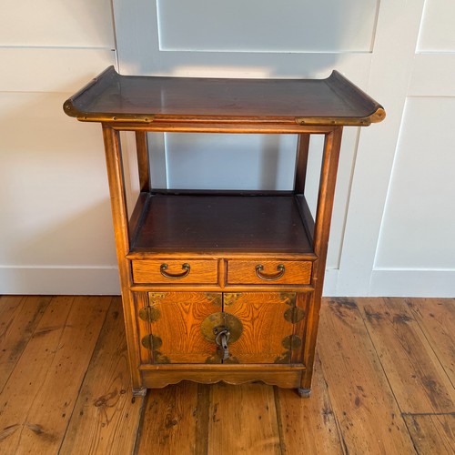 Korean wooden side table brass - korean,