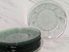 Arcoroc France Green Depression (12) Glass Grapevine Salad Plates 8" Diameter