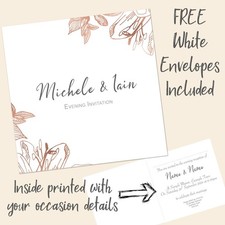 Personalised Wedding Invitations Evening Reception Copper Rose Gold Folded Invit