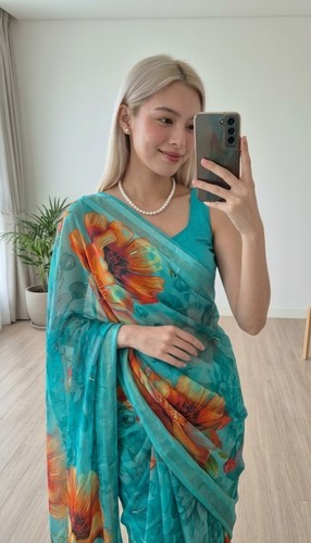 Womens silk floral saree - womens,