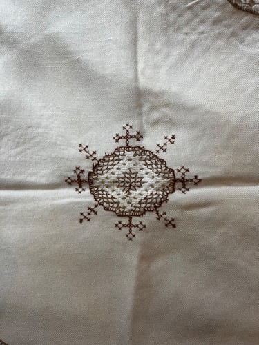 Antique hand embroidered - , linen