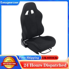 New Large Back Racing Bucket Seat & Runners Adjustable Backrest Black