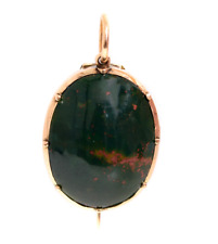 Antique 9ct Gold & Bloodstone Cabochon Brooch Pin Pendant - Victorian Jewellery