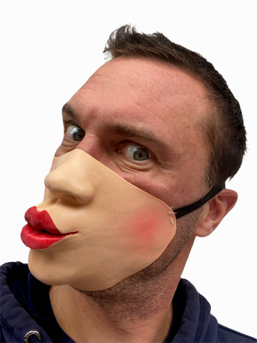 Funny half face mask kiss - half,